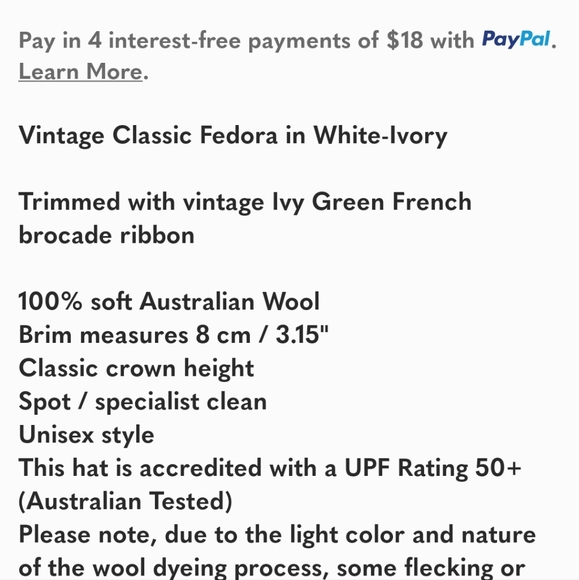Vintage classic fedora in white ivory with embroidered  ivy green… - Picture 7 of 14